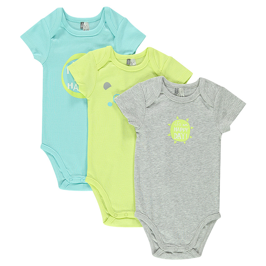 Lot de 3 bodies manches courtes assortis avec print fantaisie 