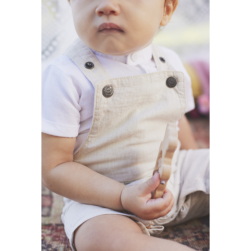 Salopette courte rayée à poches pour bébé garçon 