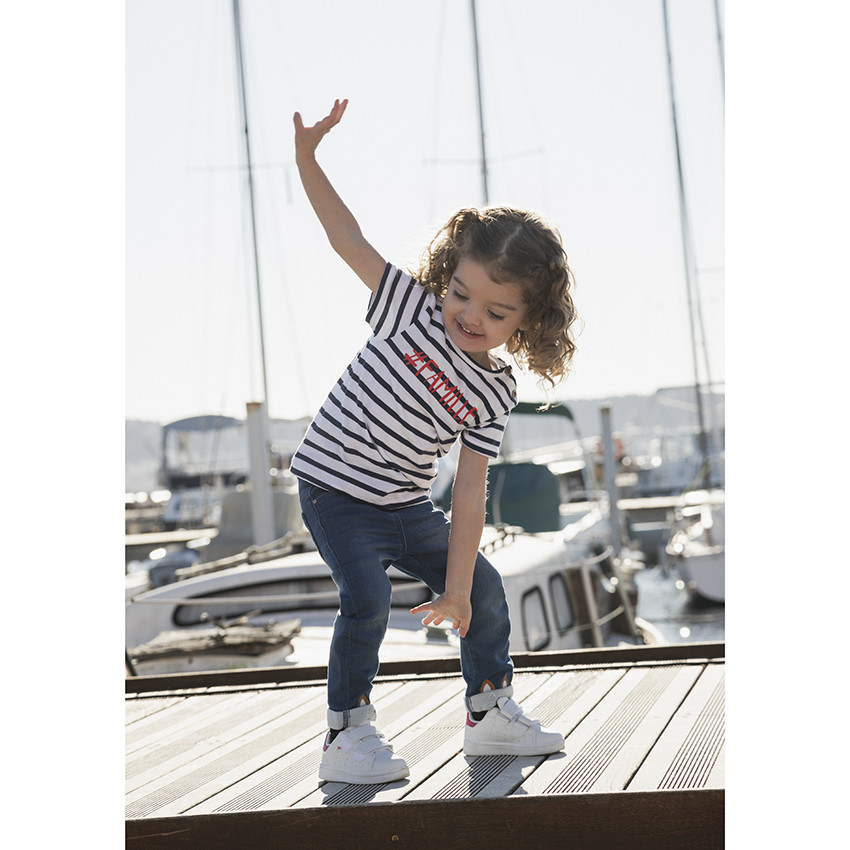 T-shirt mixte bébé manches courtes esprit marinière 