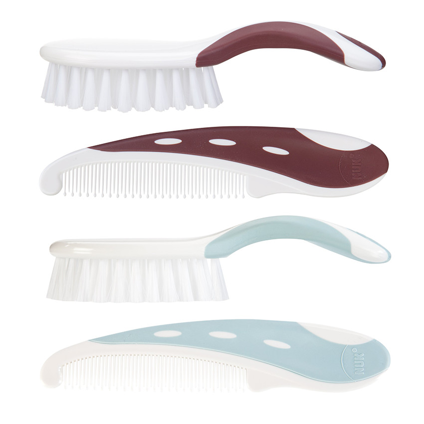 NUK - Set d&#39;une brosse et d&#39;un peigne - Marron ou vert d&#39;eau - Marron ou vert d&#39;eau