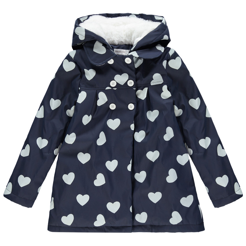 Parka en gomme à pois doublée sherpa pour enfant fille 