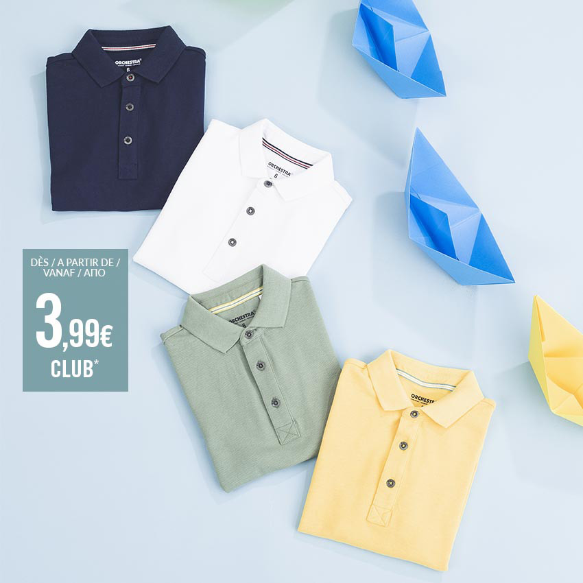 Polo manches courtes uni en coton piqué pour garçon 