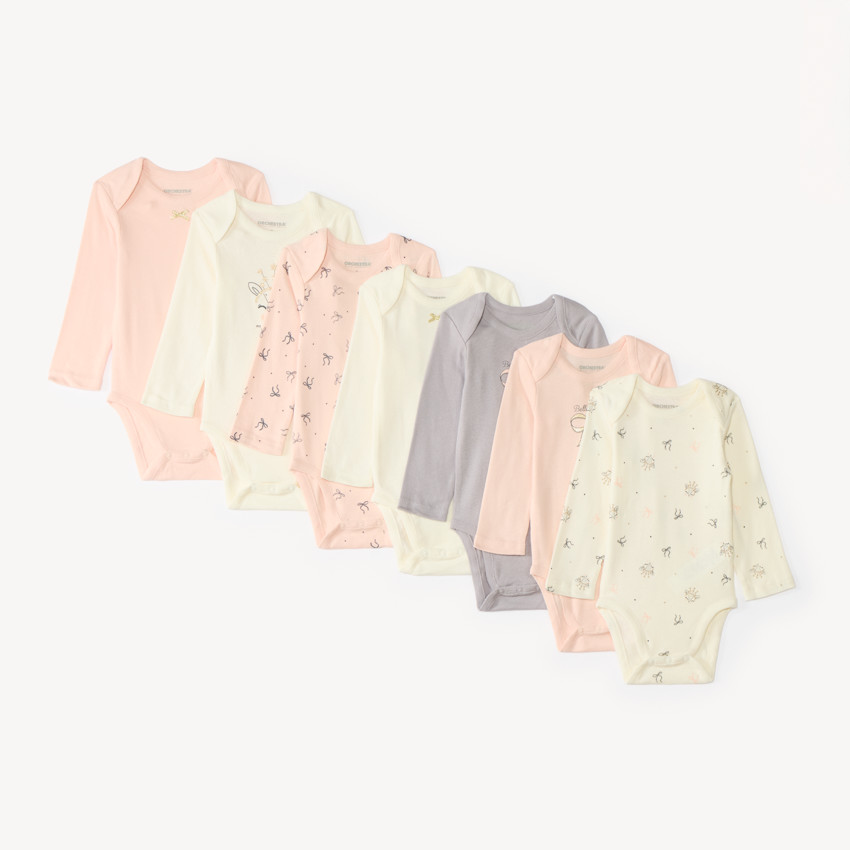 Lot de 7 bodies manches longues bébé fille 