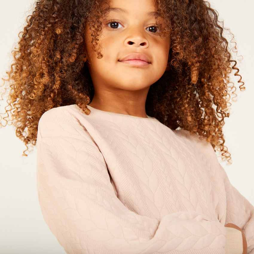 Ensemble jogging en jacquard torsadé uni pour fille 