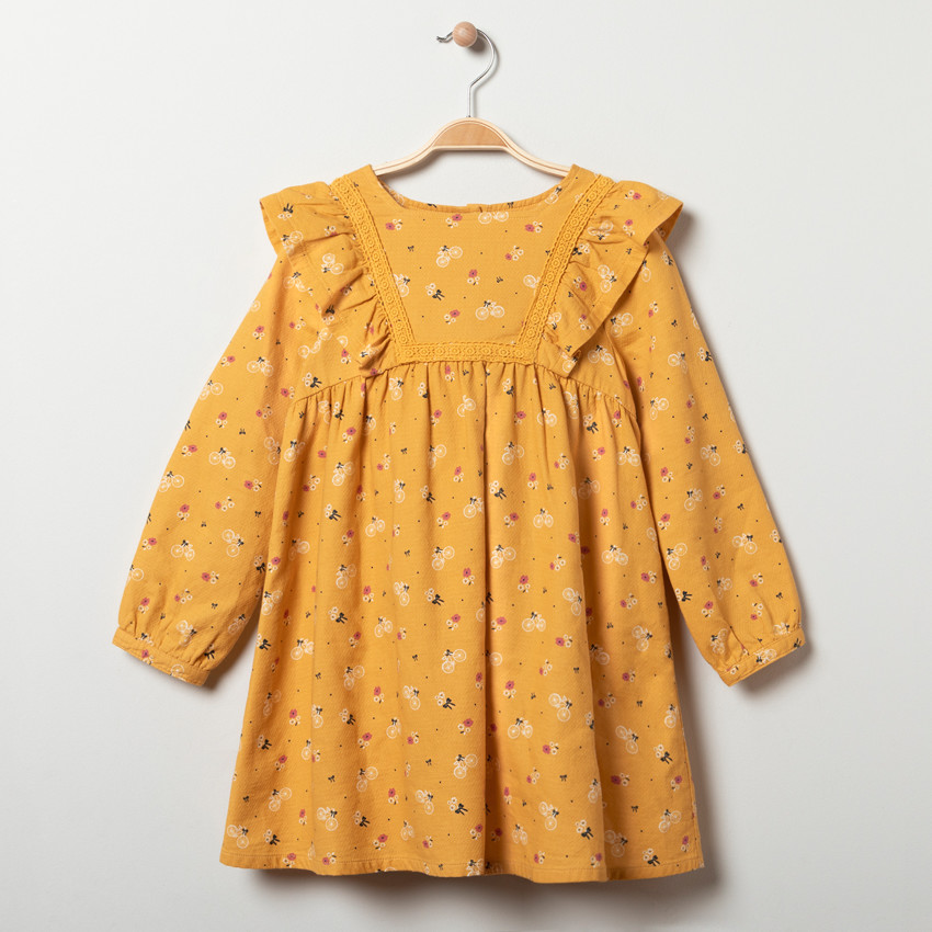 Robe manches longues imprimée et volantée pour enfant fille 