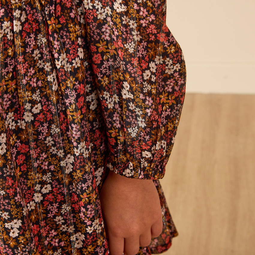 Robe manches longues avec volants aux épaules pour fille 