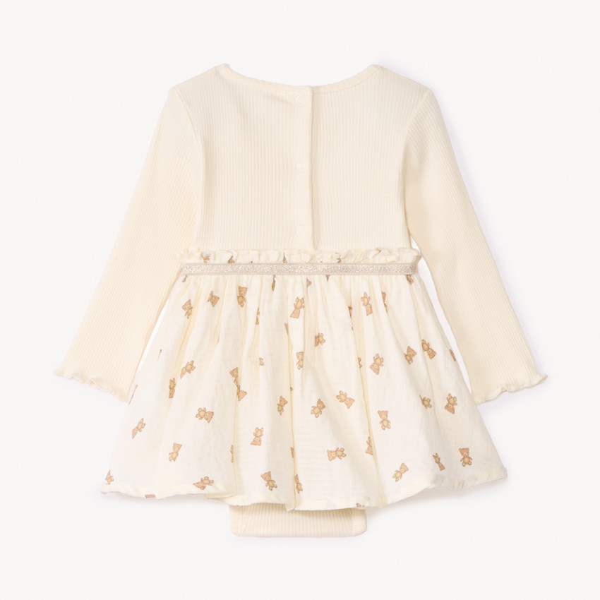 Robe effet 2 en 1 imprimé oursons pour bébé fille 