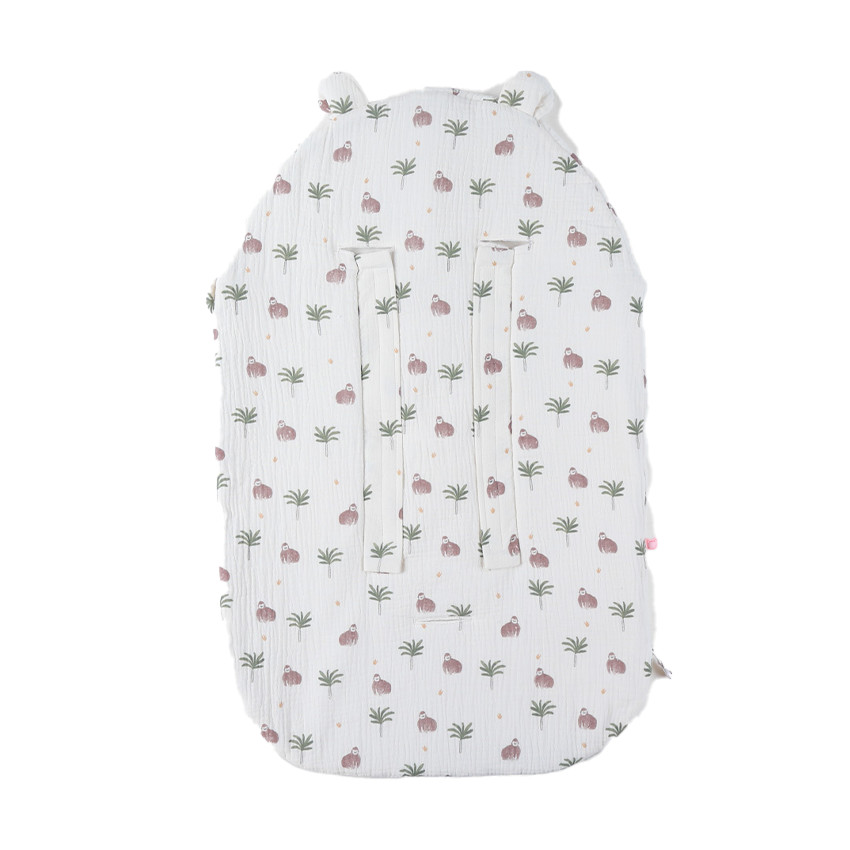 Nid d'ange en mousseline imprimé Cute Gorilla blanc 