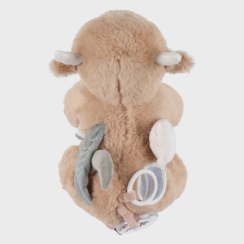 Peluche d'activité et d'éveil Vache Fluffy Beige 