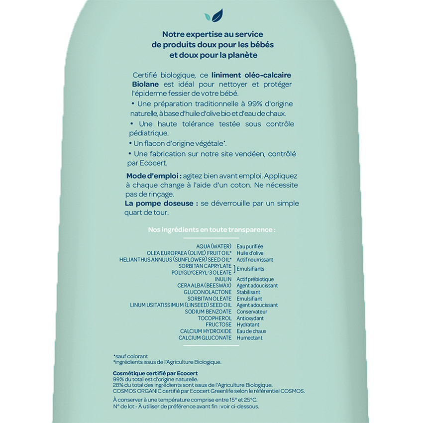 Liniment oléo-calcaire bio 500 ml 