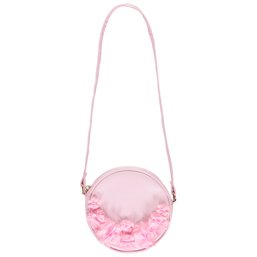 Sac en bandoulière simili cuir rose avec fleurs pour fille 