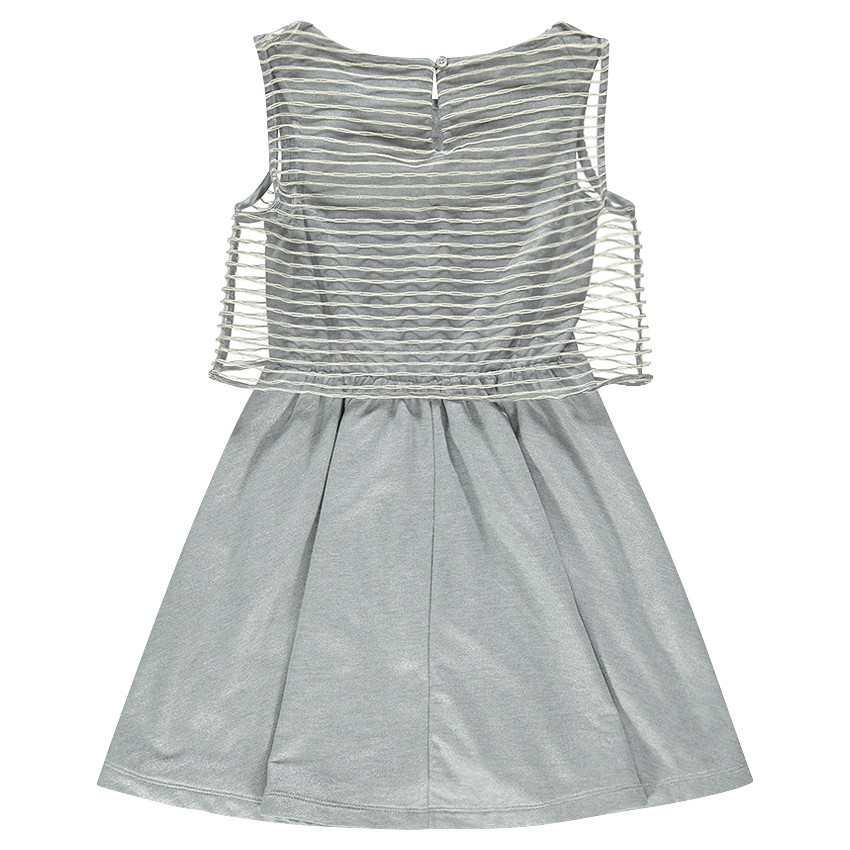Junior - Robe sans manches bi-matière pailletée 