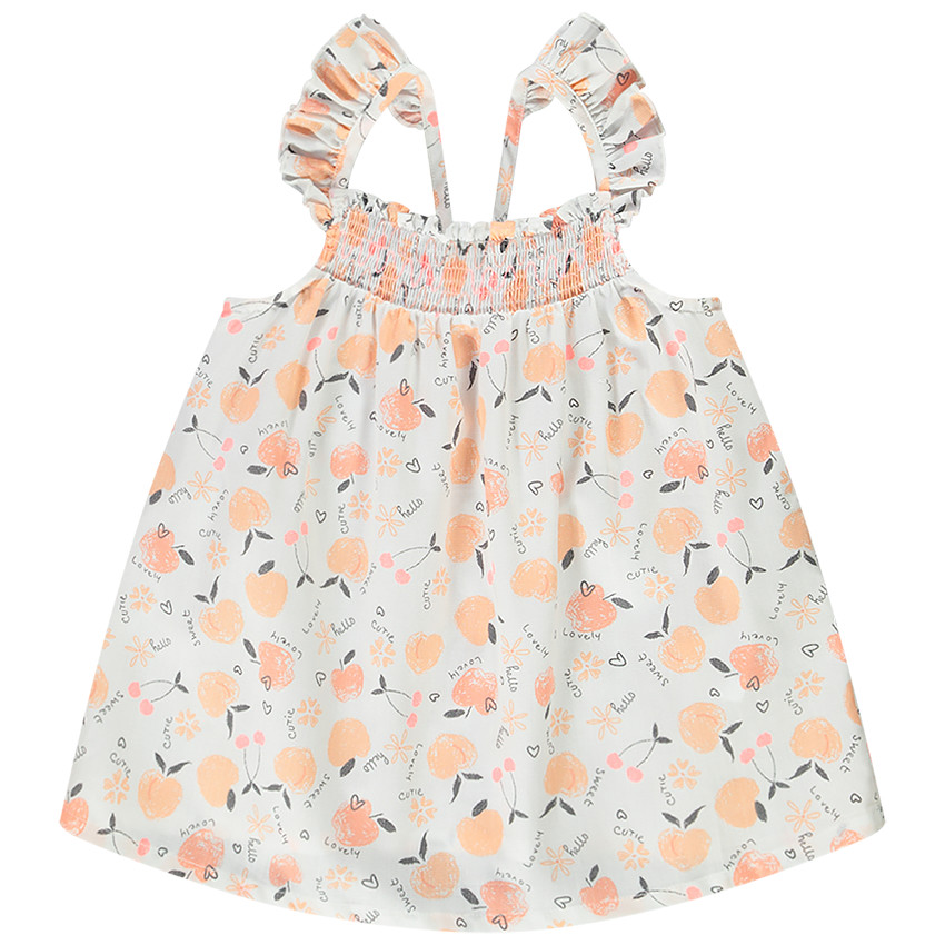 Tunique à bretelles volantées en voile armuré coton pour bébé fille