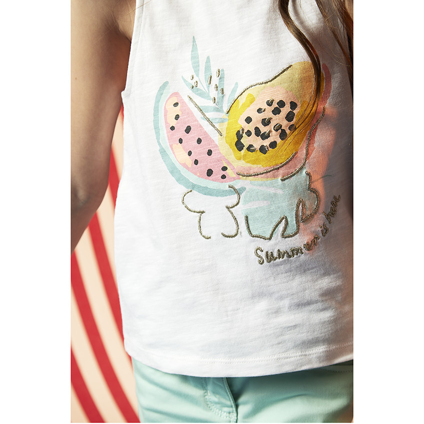 Débardeur en jersey slub printé et dos croisé pour fille 