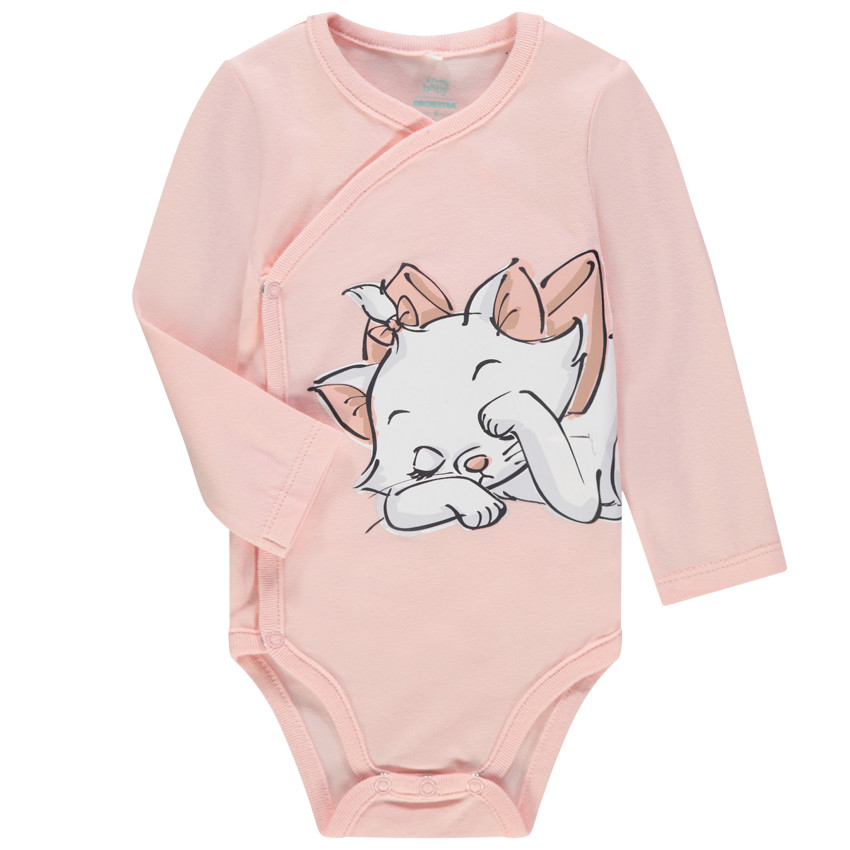 Body manches longues rose en coton print Marie Aristochats Disney Orchestra