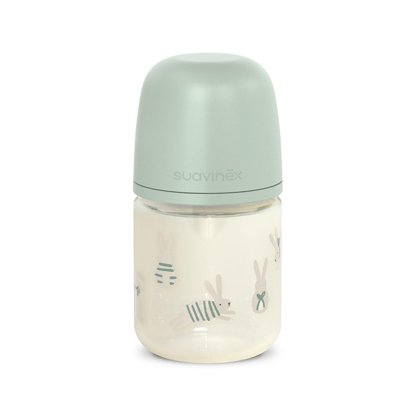 Biberon en verre avec tétine physiologique SX Pro S 120 ml Wonderland petits lapins vert