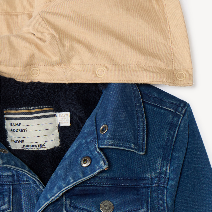 Veste jean doublée en sherpa avec capuche amovible pour garçon 