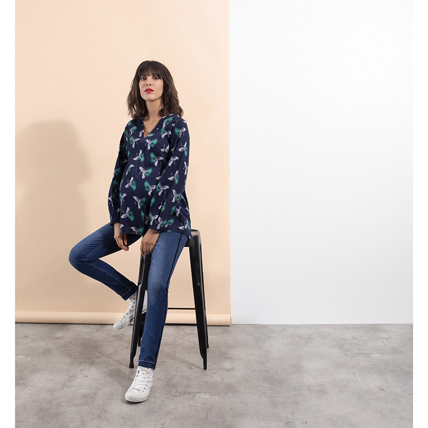 Top de grossesse à manches longues col en V 