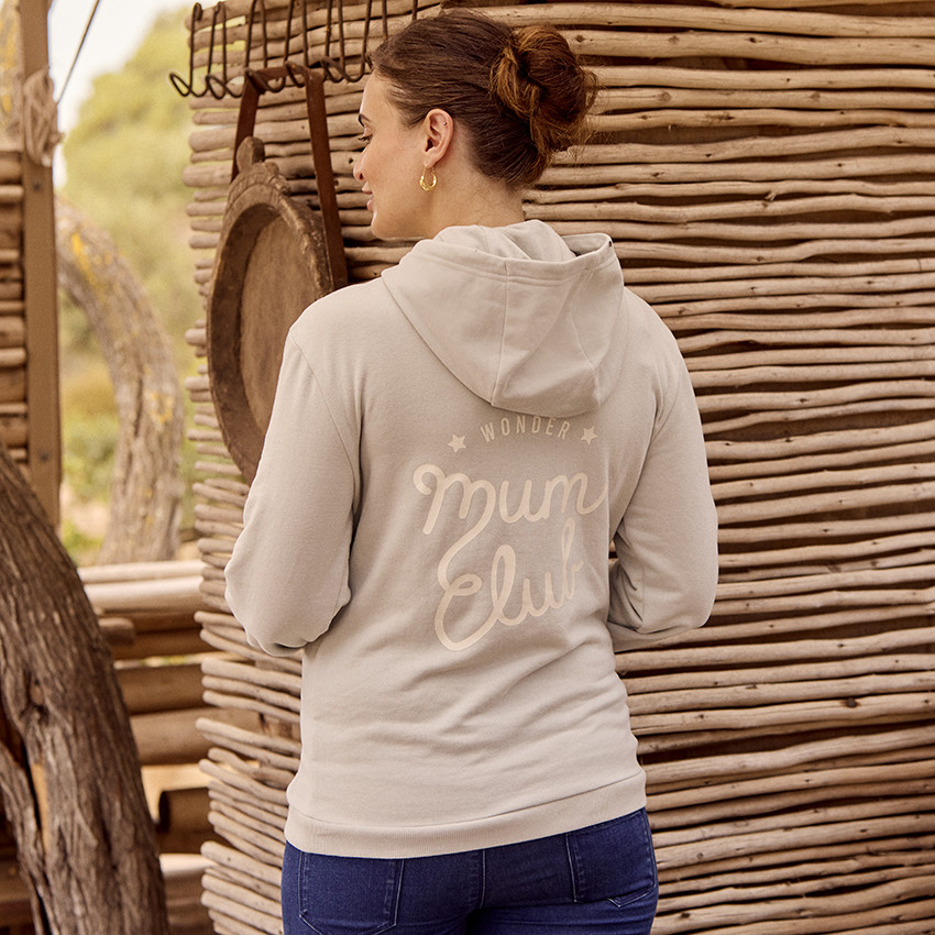 Sweat de grossesse et d'allaitement à zip et patchs bouclettes 