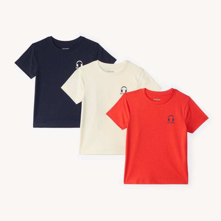 Lot de 3 t-shirts à manches courtes garçon avec motif casque de musique 