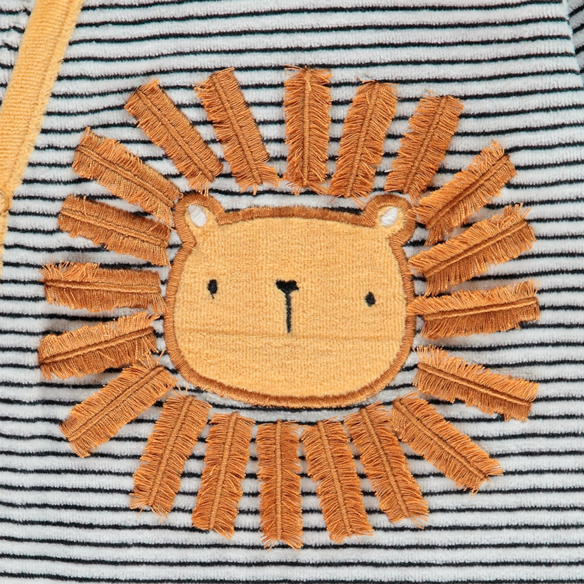 Dors-bien en velours rayé motif lion pour bébé garçon 