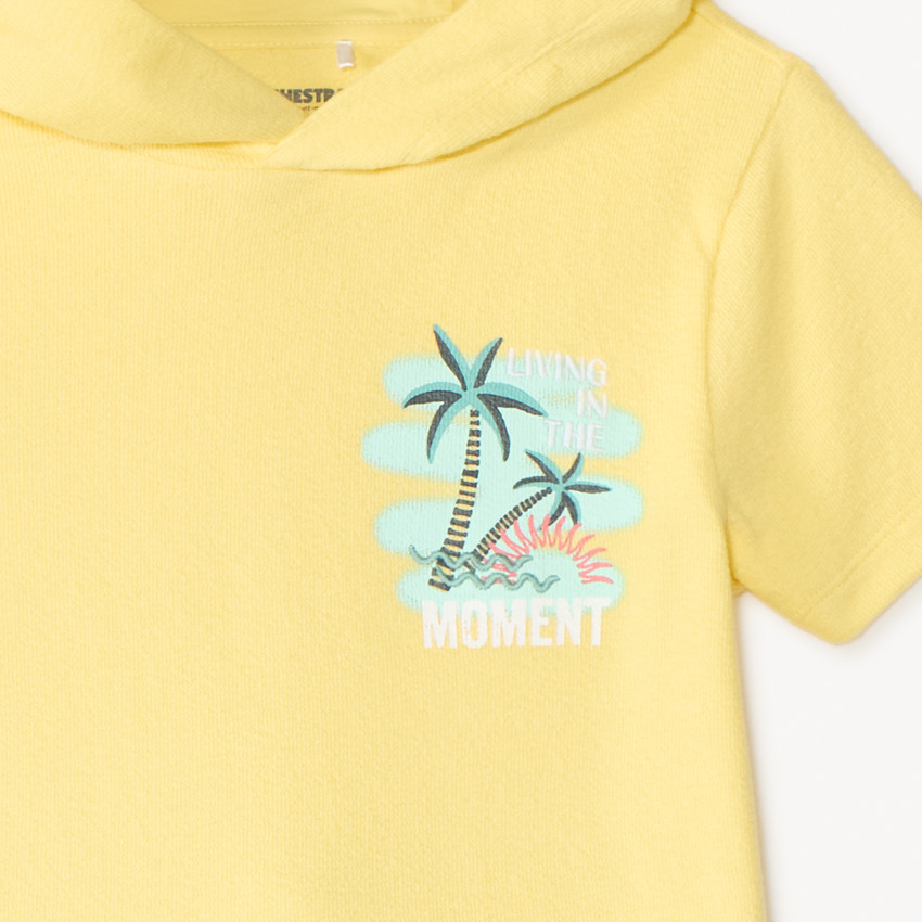 Ensemble 2 pièces t-shirt à capuche + short imprimé fantaisie pour garçon 
