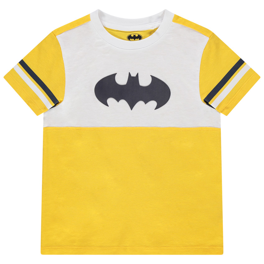 T-shirt manches courtes en coton bio bicolore print logo Batman 