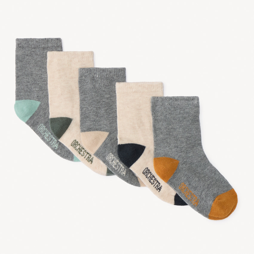 Lot de 5 paires de chaussettes bicolores pour garçon