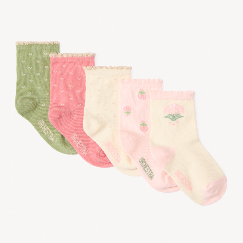 Lot de 5 paires de chaussettes fantaisie pour bébé fille