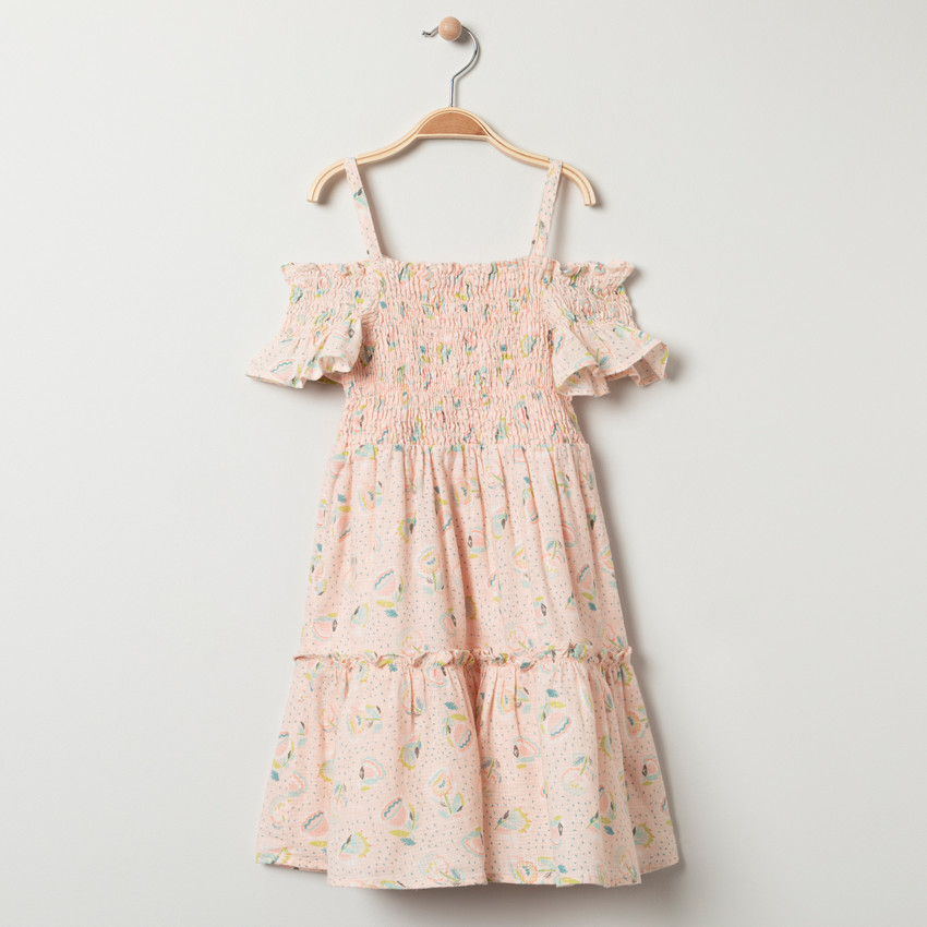 Robe à bretelles imprimée en coton et lin pour enfant fille 