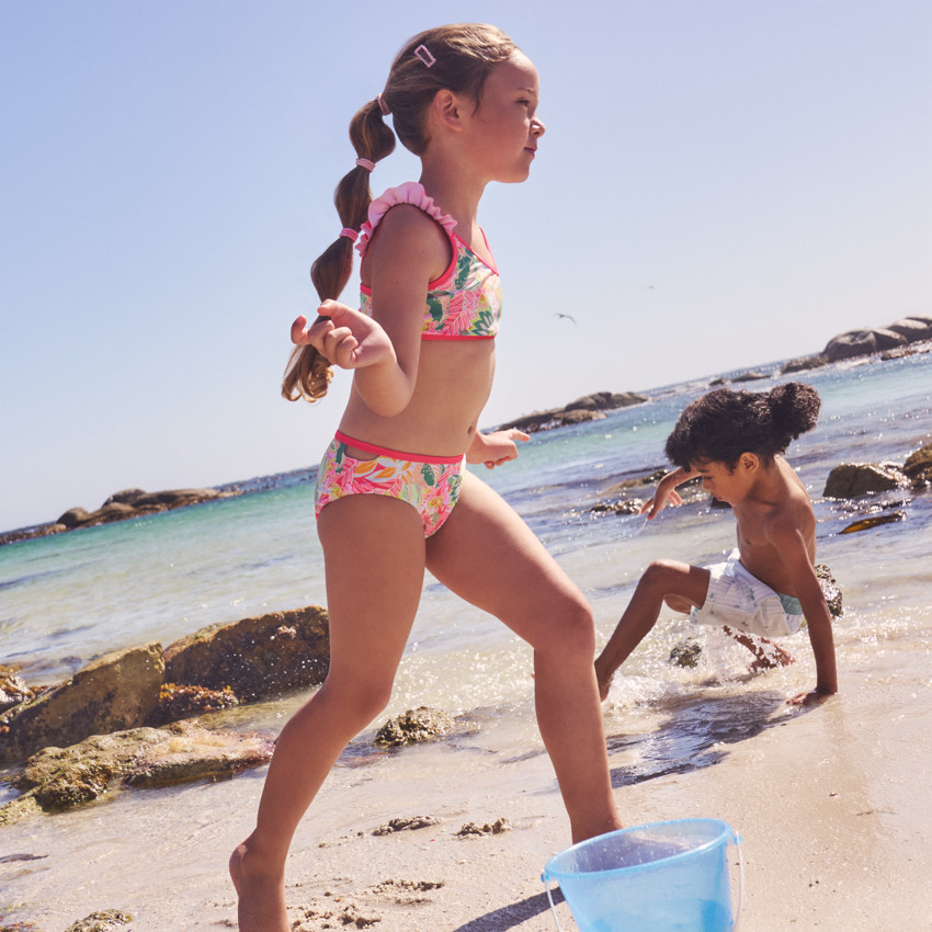 Maillot de bain 2 pièces imprimé tropical pour fille  