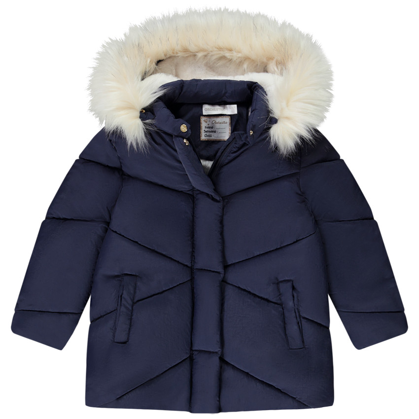 Doudoune matelassée à capuche doublure sherpa pour fille