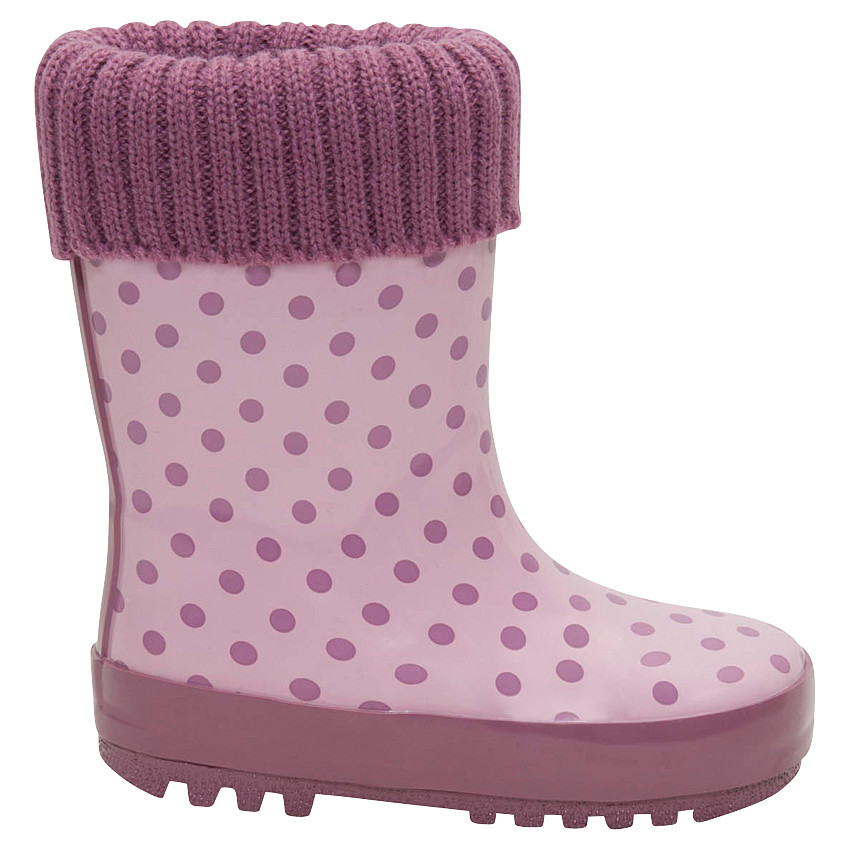 Bottes de pluie en caoutchouc avec col en tricot rose et intérieur fourré du 24 au 29 