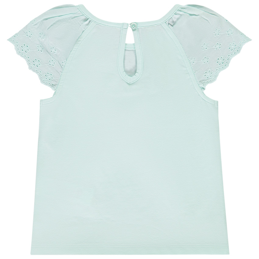 T-shirt manches courtes en broderie anglaise pour bébé fille 