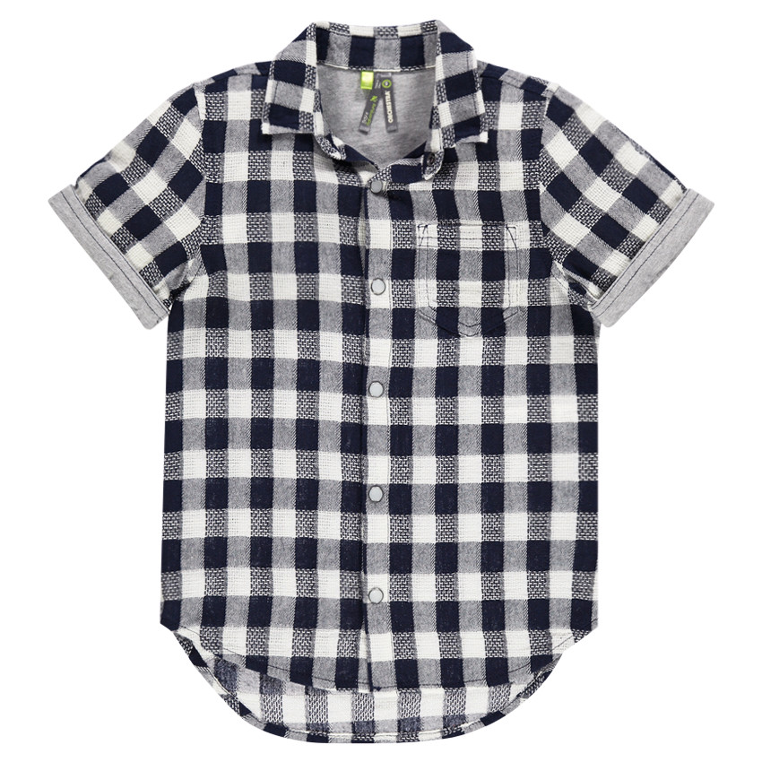 Chemise manches courtes à carreaux avec poche 
