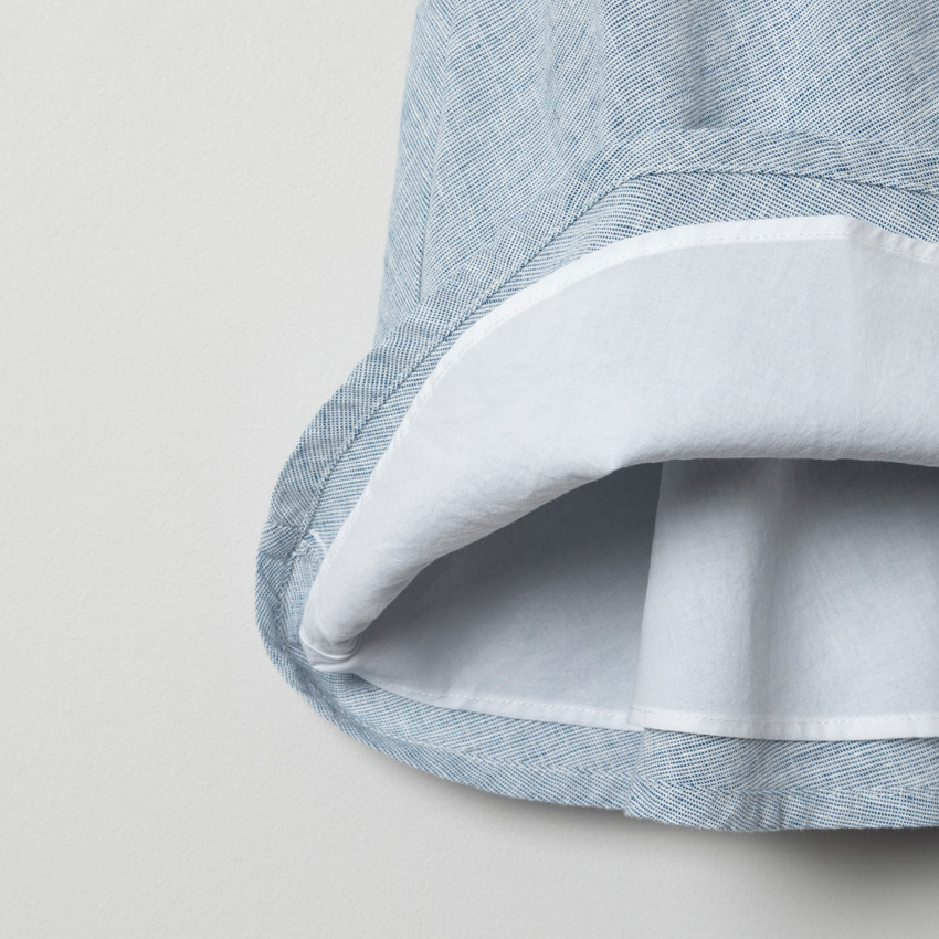 Robe de cérémonie en coton et lin à col en broderie anglaise  