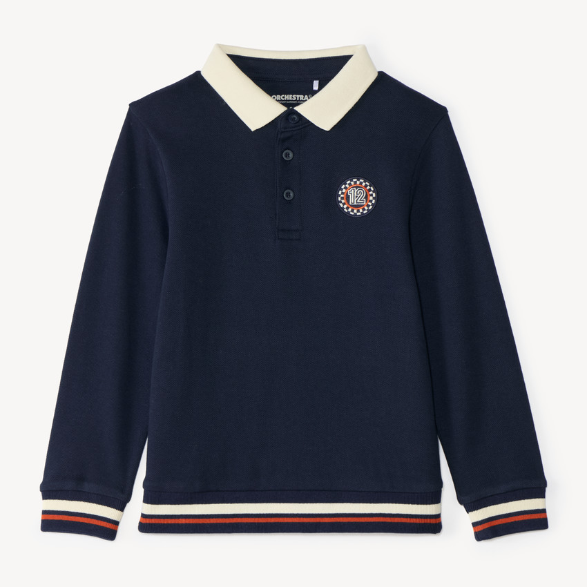 Polo garçon à manches longues style vintage 
