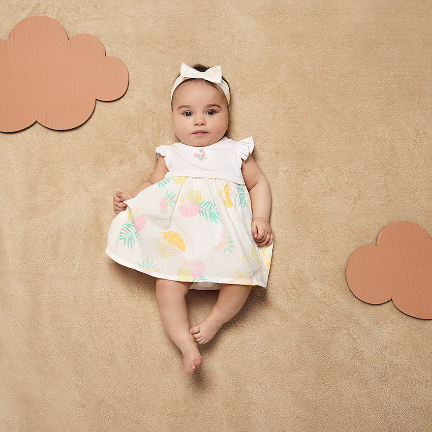 Bandeau nœud imprimé feuillage pour bébé fille 