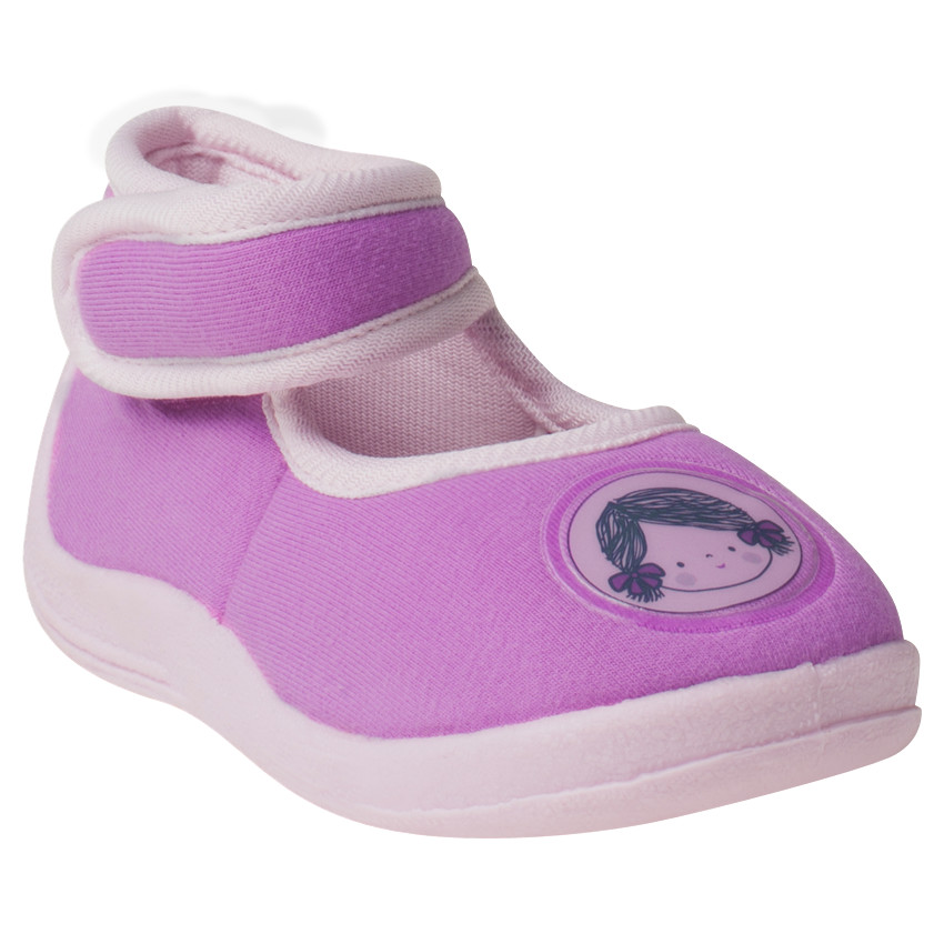 Chaussons forme babies avec scratch et patch fillette 