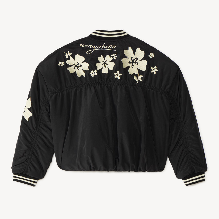 Veste fille en popeline brodée avec des fleurs 