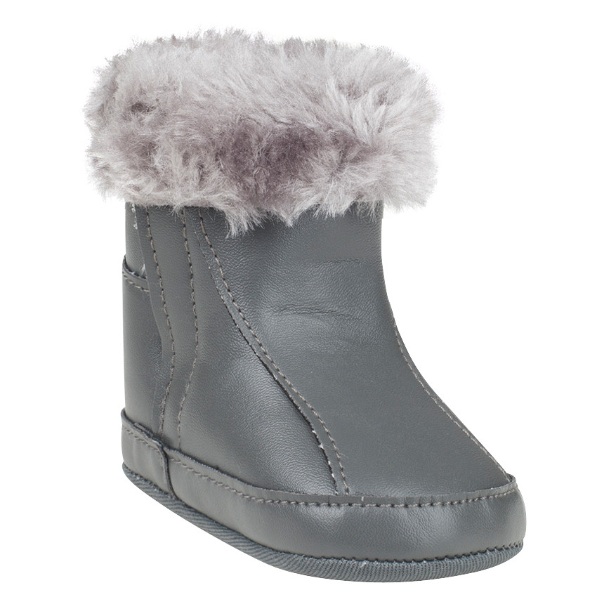 1/2 bottes aspect cuir avec fausse fourrure