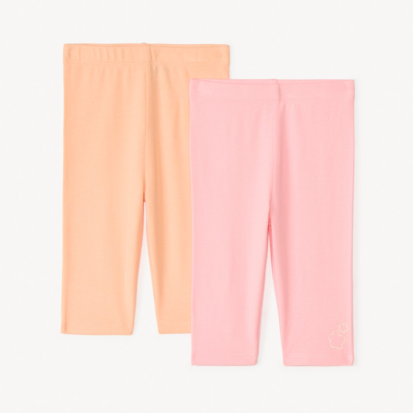 Lot de 2 corsaires unis avec fleurs dorées pour bébé fille