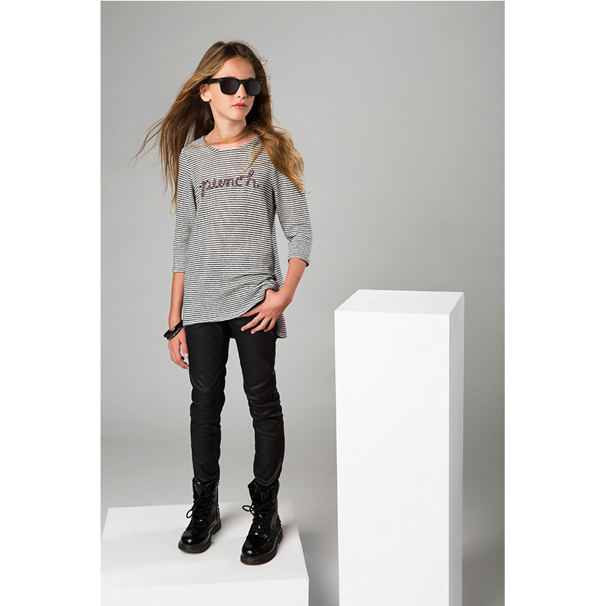 Junior - Pantalon en twill enduit avec ceinture 