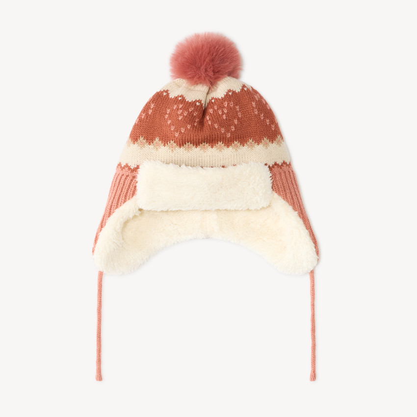 Bonnet chapka bébé fille en tricot jacquard