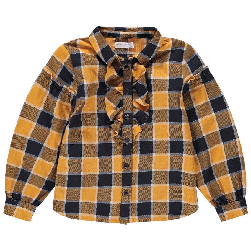 Chemise manches longues à carreaux volantée 