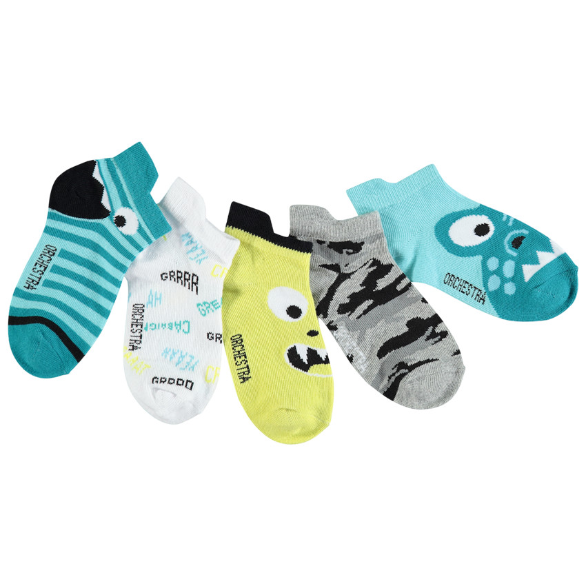 Lot de 5 paires de chaussettes courtes à animaux jacquard 