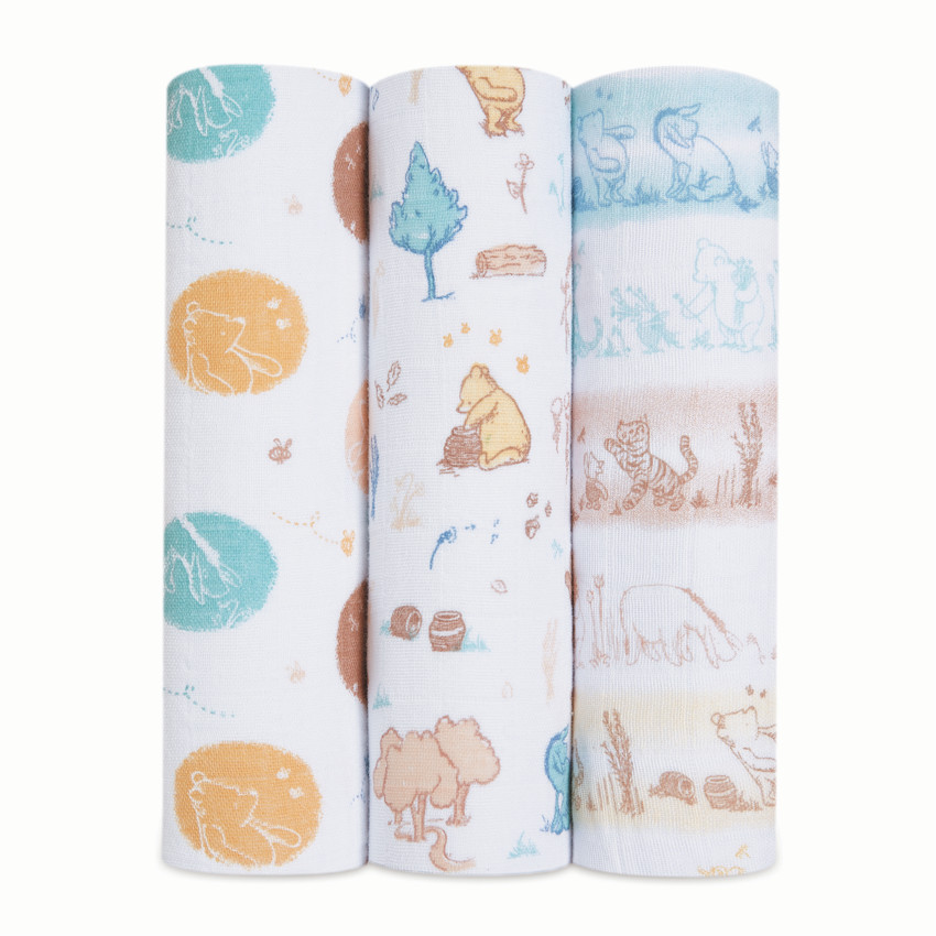 Lot de 3 langes imprimé Winnie l'Ourson 