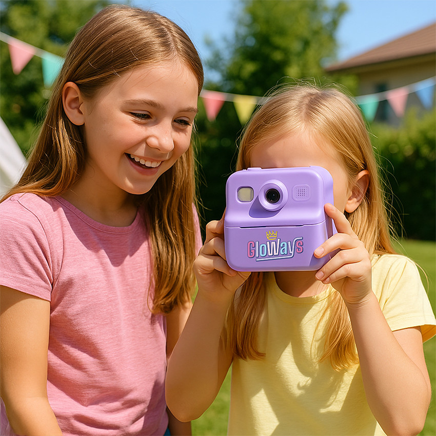 Appareil photo instantané 5 en 1 violet + 4 rouleaux 