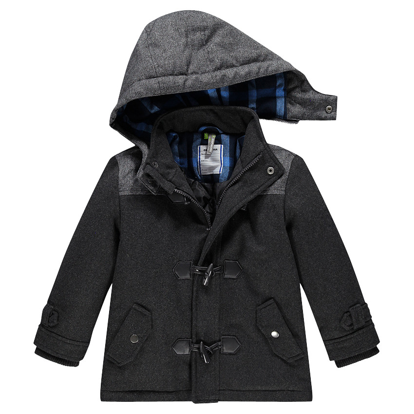 Duffle coat à capuche amovible et doublure intérieure à carreaux 