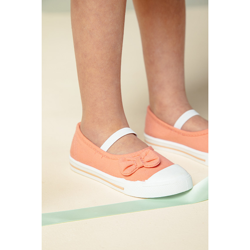 Babies roses en toile à noeud et lanière élastiquée du 24 au 35 